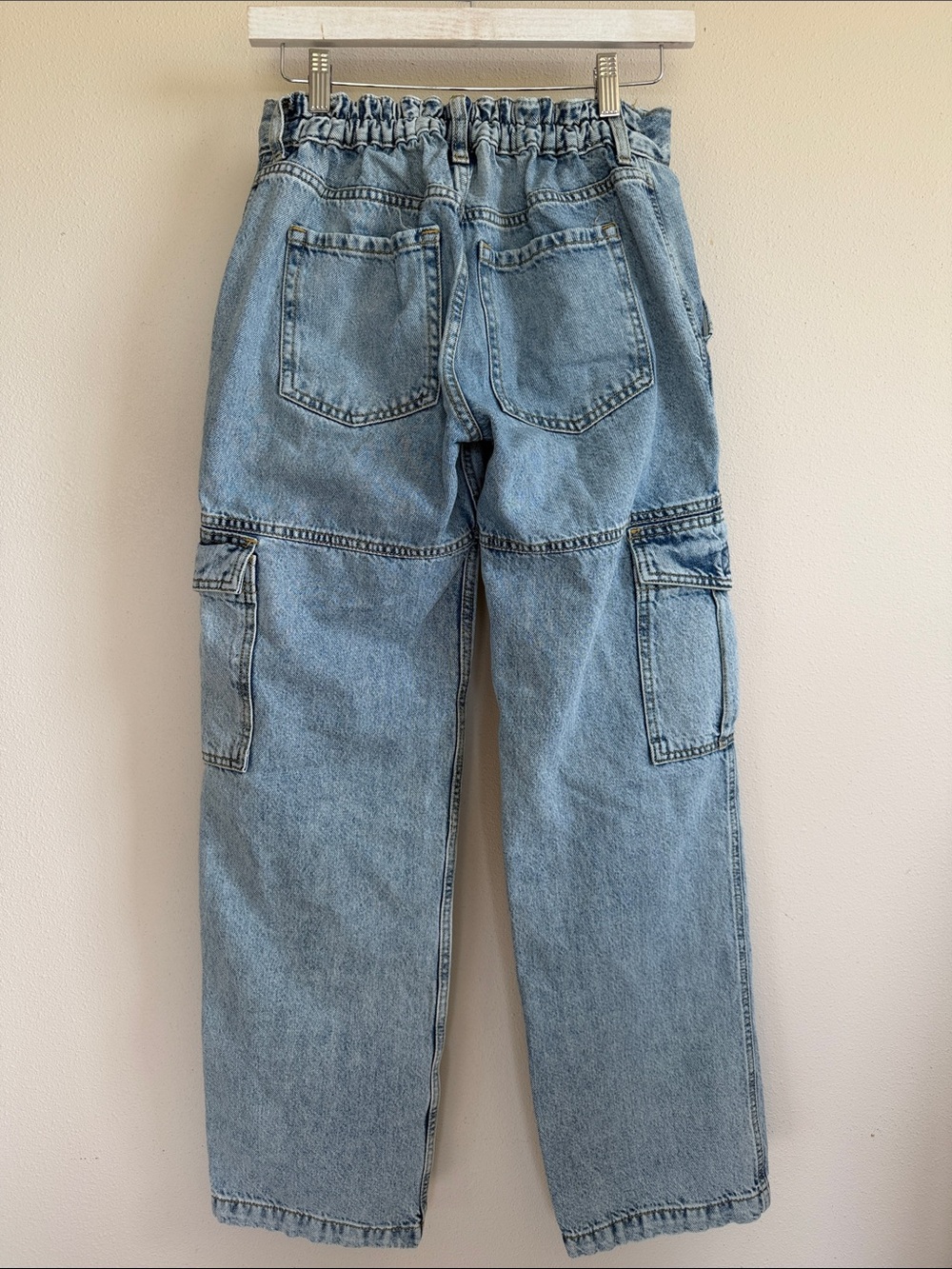Aeropostale Light Blue Denim Cargo Pants - Men's S Baggy Cargo Y2K Retro Style - Picture 4 of 12